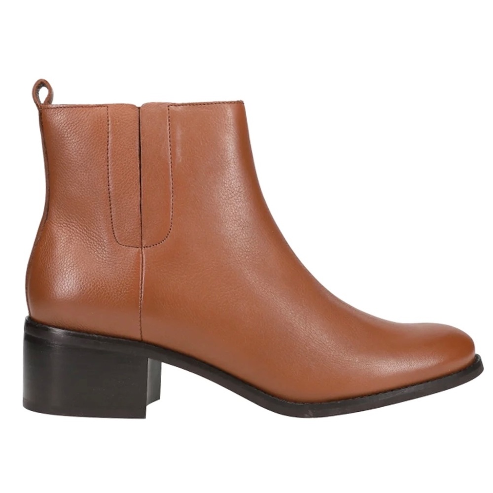 Cole Haan Addie Brown Leather Zippered Ankle Booties Casual Low Heel Boots 9 - Picture 6 of 11